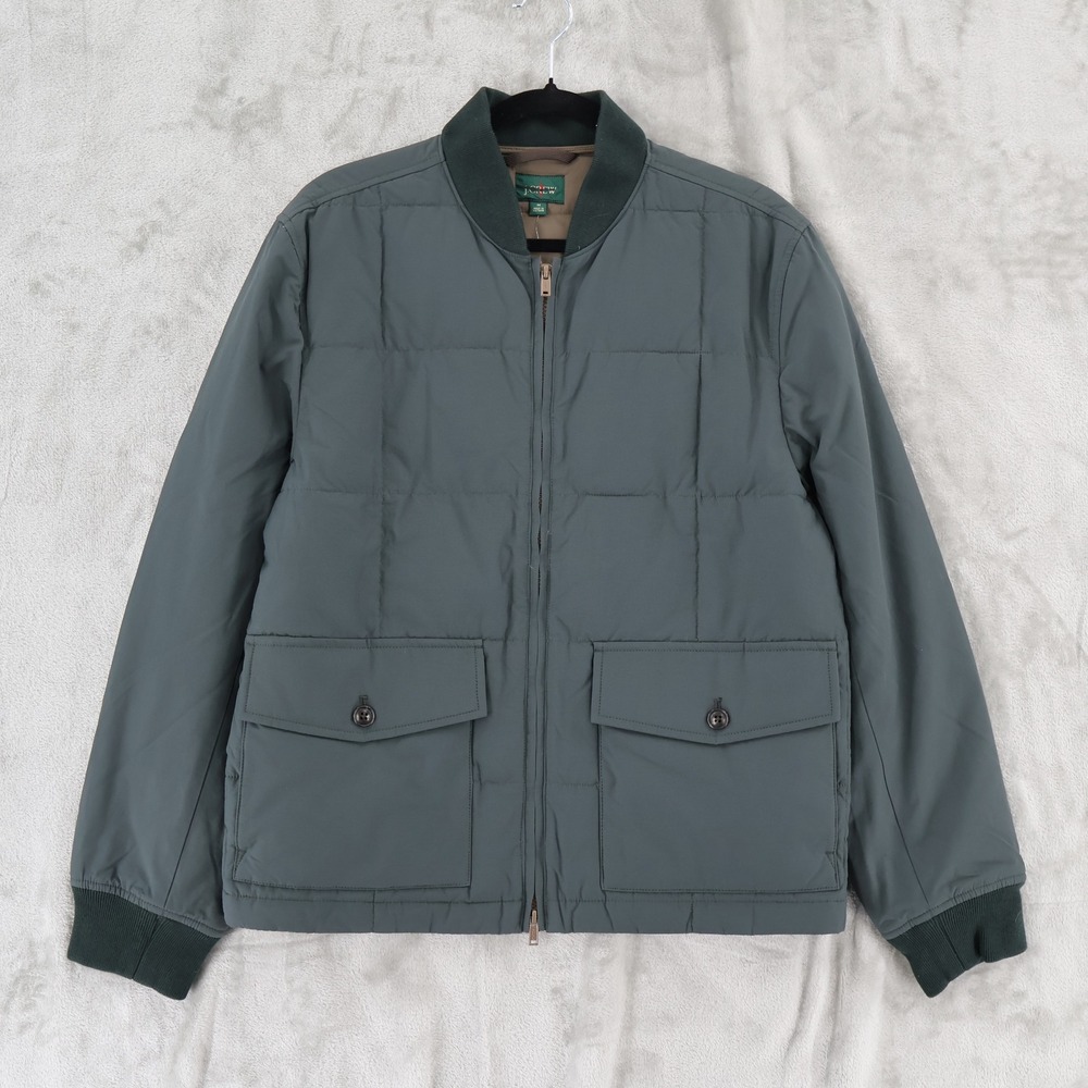 J.Crew Quilted Bomber Jacket Mens M Green Primaloft Insulation Luxe $268 NWT
